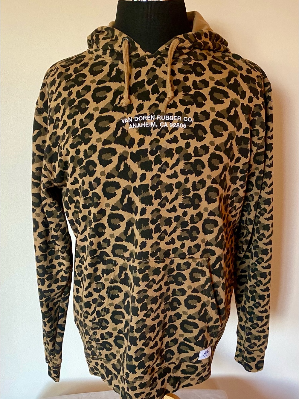 Vans Leopard Print Pullover Hoodie Men’s M Van Doren Skate Streetwear